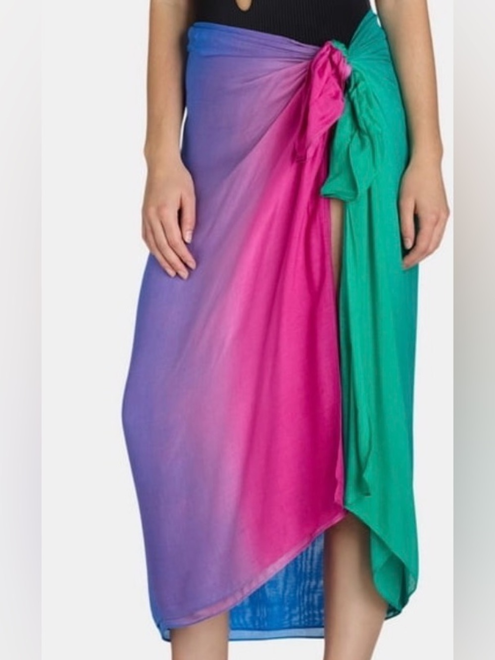 NWT Time and Tru Women's Ombre Print Pareo/Sarong, One Size, Blue Green Pink